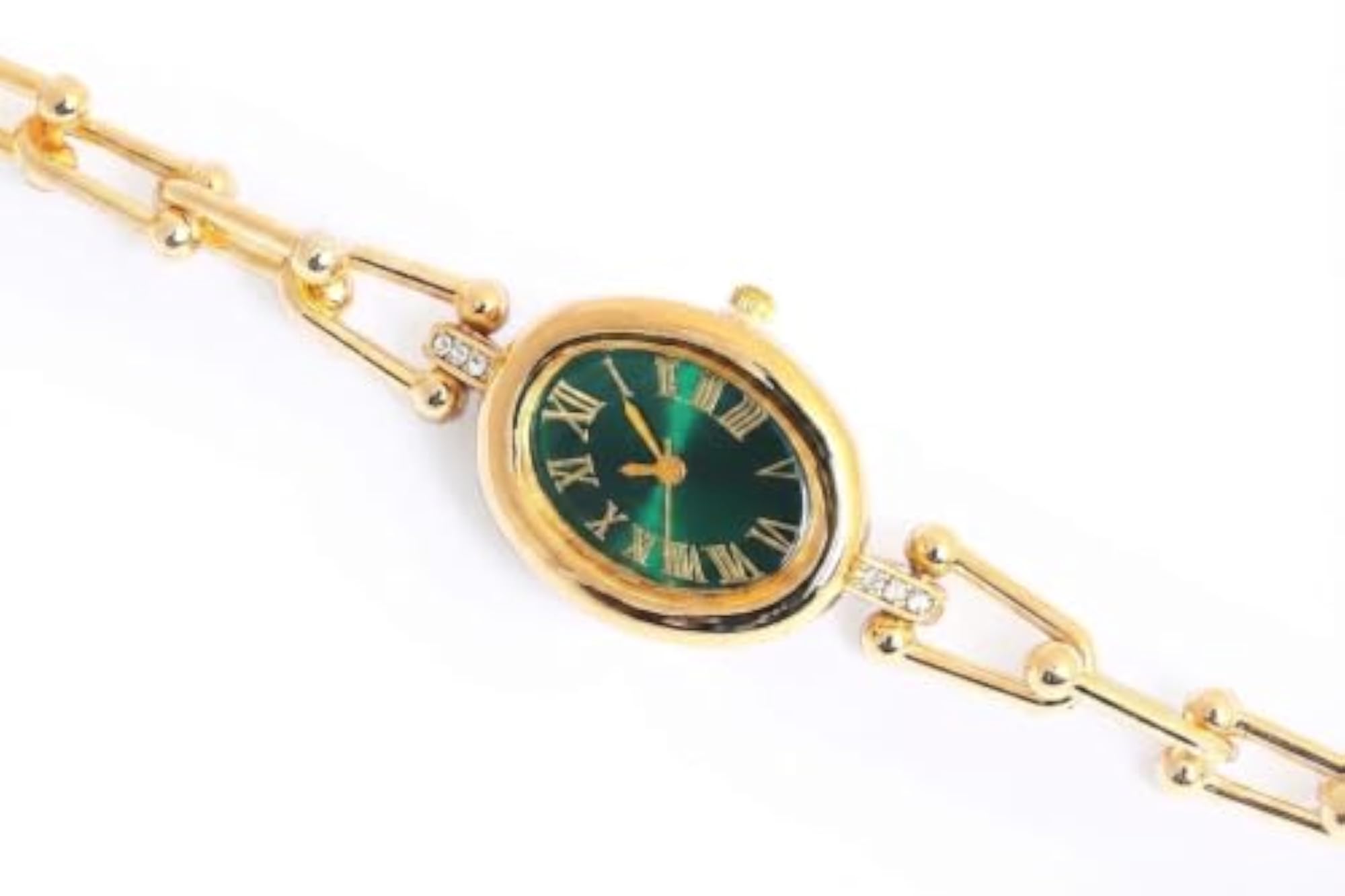 Women's Gold-Tone Oval Dial Bracelet Watch with Roman Numerals
