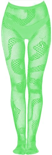 DTWAWA Glow in the Dark Snake Fishnets Stockings, High Waist Sexy Tights Party Stockings for Girls Womens
