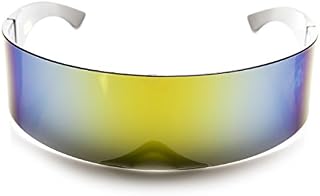 zeroUV - 80s Futuristic Cyclops Cyberpunk Visor Sunglasses with Semi Translucent Mirrored Lens
