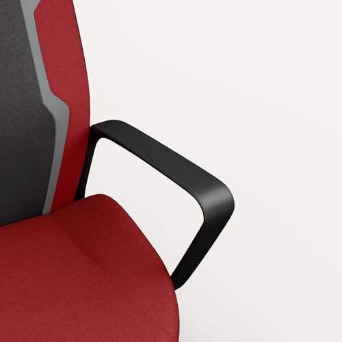 Image of Interio by Godrej Tecno High Back Fabric Ergonomic Gaming Chair (Red) 1-Year Warranty, Fixed Armrest, Adjustable Lumbar and Height