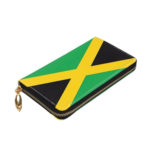 Leather Women Wallets, Long Credit Card Holder, jamaica flag Print Billfold Clutch & Travel Purse Large Capacity3