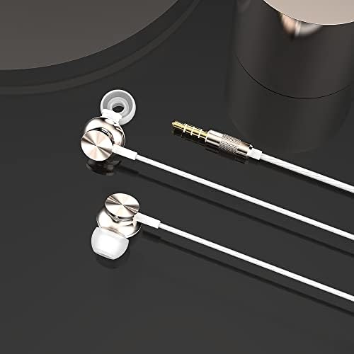 Betron BS10 Earphones Wired in Ear Earbud Headphones with 12mm Bass Driver Noise Isolating Ear Buds 3.5mm Jack Tangle-Free Cord, Gold