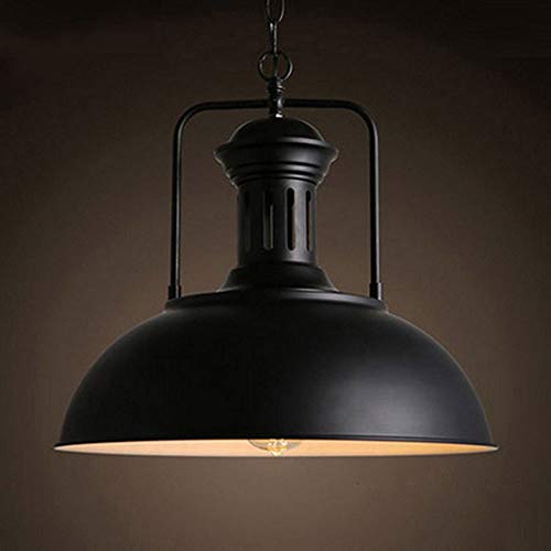 Lámpara colgante industrial retro E27 en hierro forjado negro para techos de restaurantes y bares