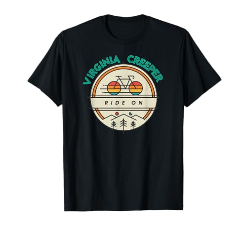 Virginia Creeper Trail Retro Mountain Bike and Hike T Shirt T-Shirt