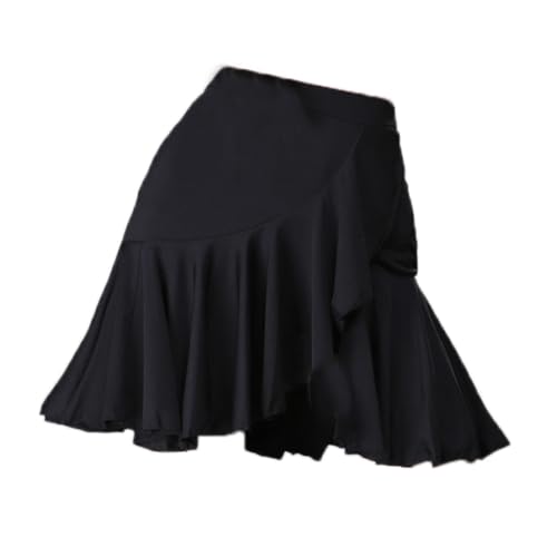 HWBZSZY Falda De Baile Latino Vestido Corto Femenino Adulto Nueva Actuación De Danza Falda De Volantes Irregulares Ropa De Entrenamiento De Baile De Salón Salsa Tango Traje De Rumba,Negro,XL