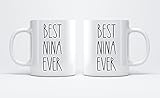 FundingCharlee Best Nina Ever Coffee Mug - Font Rae Dunn Inspired Style Father's Day/Mother's Day Family For Birthday Present The 11oz, White, B2F3LPRMPA-11oz