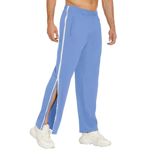 Image of SIYAN pants Pants Men Women Side Opening M-3XL, Tearable Pants, Leisure Pants, Sportswear Men's Leisure Pants, Rehabilitation Pants With Full Zipper, Jogging Pants(Blue 4,3XL)