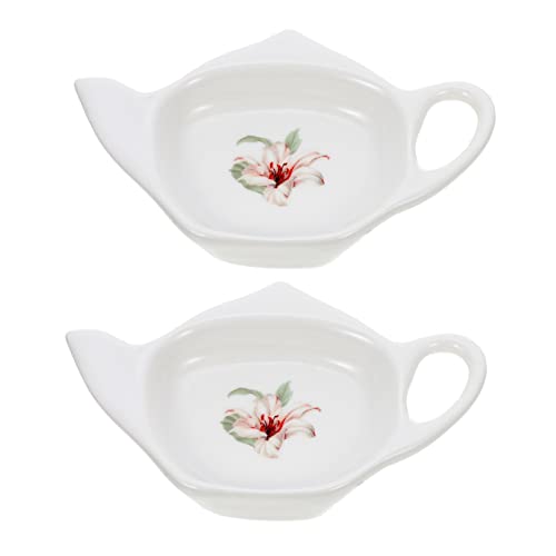 ELAYARD Porta Bustine Di Tè in Ceramica Piccolo Vassoio Per Bustine Tè Sfuso Resistente Facile Da Pulire Adatto Per Casa Hotel Ristoranti Set Da 2 Pezzi