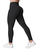 QOQ Seamless Workout Leggings for Women Tummy Control Scrunch Butt Lifting Tights High Waisted Gym Yoga Pants Black S