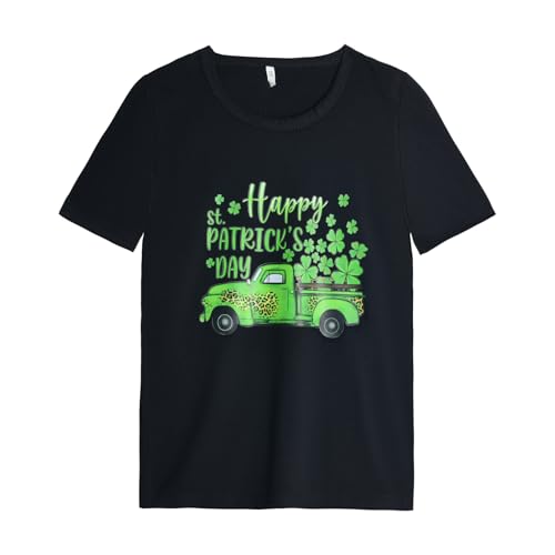 Mud Kingdom Boys St. Patrick's Day T-Shirt Short Sleeve Girls Crewneck Lucky Clover Cartoon Printing Tee