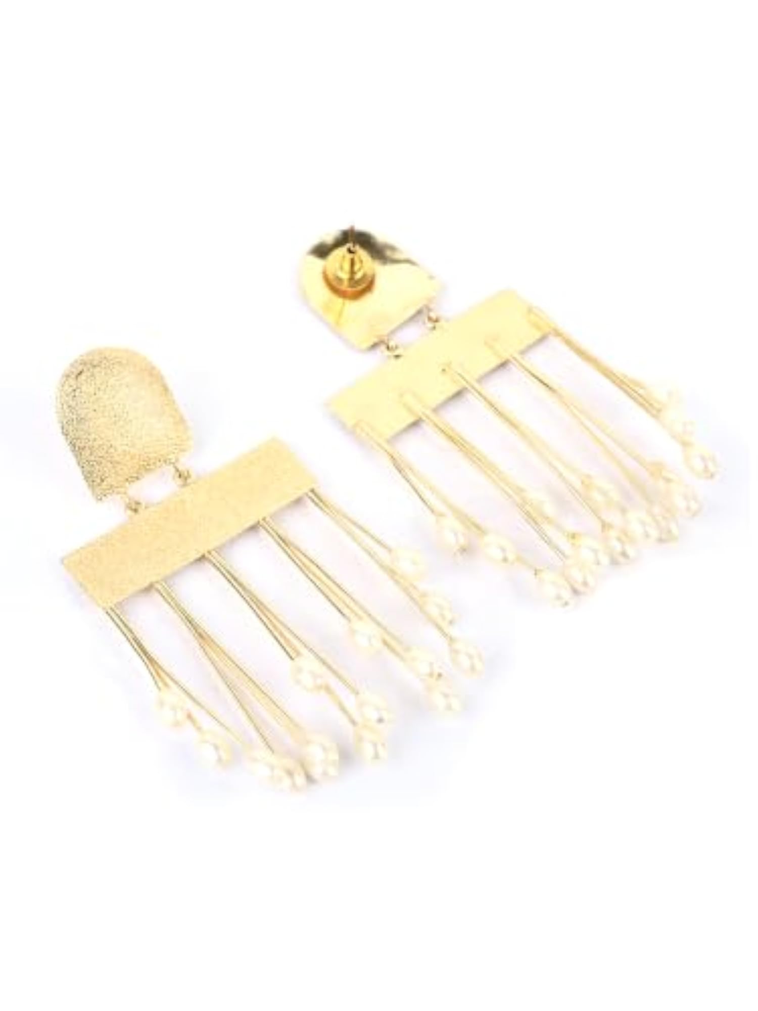 Women's Traditional Gold Plated Dangle Earrings, Gift for Her