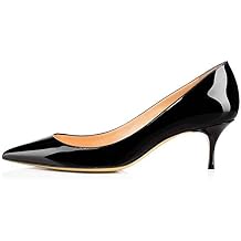 Fericzot Womens Kitten Heel Pumps,Classic Pointed Toe Slip On Low Heels Office Shoes for Evening Party Wedding Plus Size