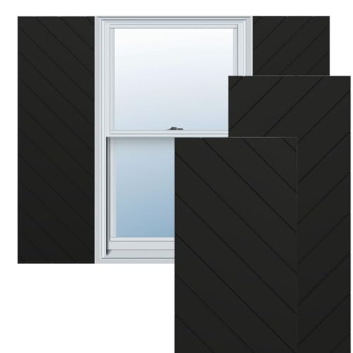 Ekena Millwork TFP001DG12X041BL True Fit Diagonal Slat Modern Style Fixed Mount (Per Pair-Hardware Not Included) PVC Shutters, 12-in. W x 41-in. H, Black