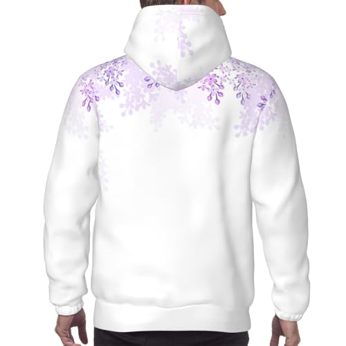 Sweat à capuche hommes fleurs lilas avec cordon de serrage - 4