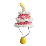 TIKSON Knitted Mini Pet Birthday Cake Hat with Adjustable Strap for Snake Hamster Reptile Pink Small