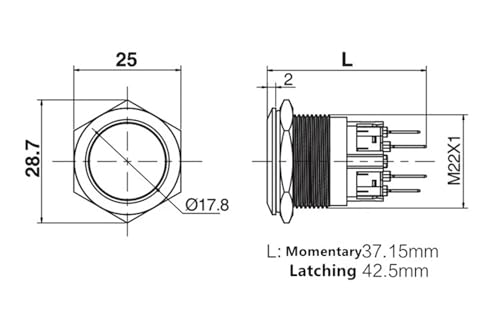 Interrupteur de précision 22mm en acier inoxydable étanche 6V