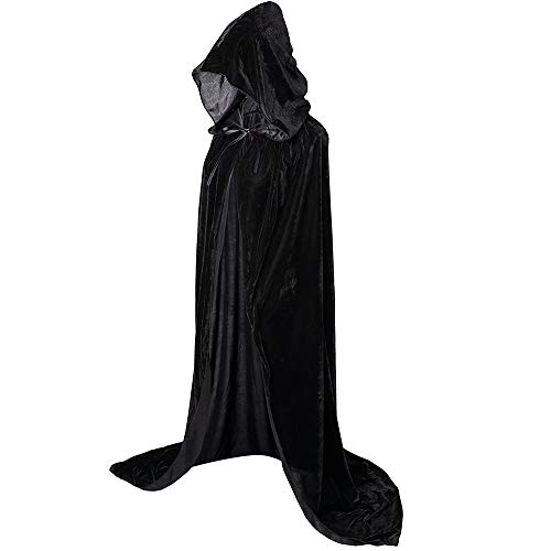 XIVISTO Cape à Capuchon Halloween Unisexe Longue Cape Noir Rouge Réversible Robe de Vampire Carnaval Déguisement Cosplay Costume pour Adulte Hommes Femmes Cover