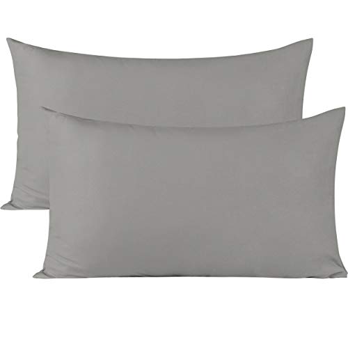 Soft Pillow Covers 21 x 32 Inches - Egyptian Cotton 600 Thread Count Set of 2 Pillow Cover Set Envelope Closure Hotel Quality Pillowcase - Gray