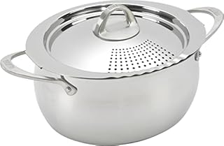 Bialetti Oval 6 Quart Multi-Pot with Strainer Lid, whole pasta, corn, lobster, Stainless Steel