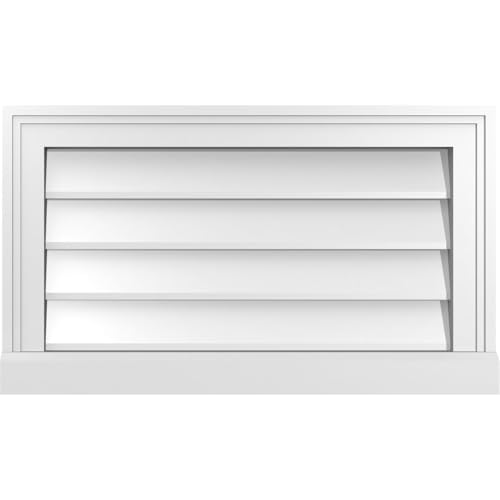 24"W x 14"H Vertical Surface Mount PVC Gable Vent: Non-Functional, w/ 2"W x 2"H Brickmould Sill Frame by Ekena Millwork - Used condition - US$40.81