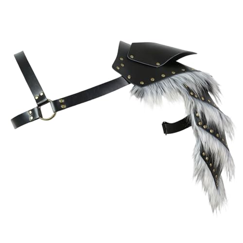 Wkldjf Cubrehombros medievales de Vikinges de un solo hombro, de piel sintética, para disfraz de caballeros guerreros, para cosplay, capa medieval de caballeros vikingos, Negro, Talla única