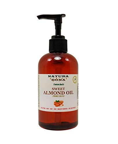 Premium Grade 100% Pure All-Natural Sweet Almond Oil Cold-Pressed; Hexane Free, Non-GMO: Age Defying Face Moisturizer, Anti-Wrinkles & Body Massage Oil; Sourced from Mediterranean Organic Farms, 8.2oz