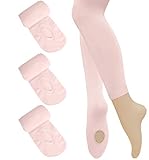 Dancina Toddler Ballet Tights Girls Ballerina Matching Soft Stockings M (6-8) Ballet Pink x3