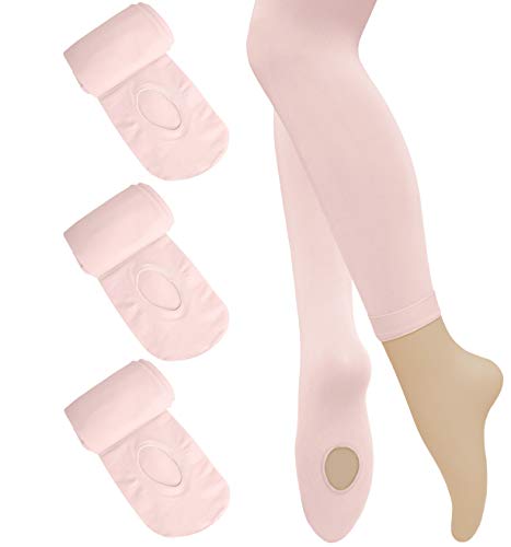 Dancina Toddler Ballet Tights Girls Ballerina Matching Soft Stockings M (6-8) Ballet Pink x3