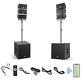 ACHEE 8000 18INCH 8000W P.M.P.O Stereo Bluetooth/DJ/Powered PA Speaker System Combo Set with Line Array Speakers and 2 Subwoofers USB Drive Read/SD Card/Remote Control