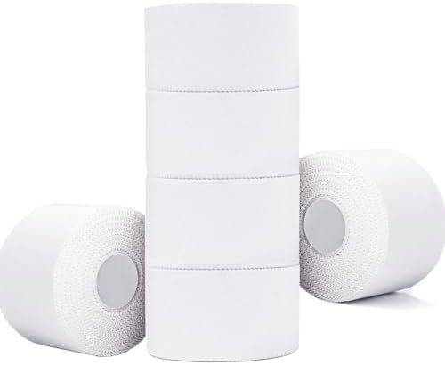 BILGETA Athletic Tape,6 Rolls White 1.5" x 10 Yards Adhesive Sports Tape,Very Strong No Sticky Residue Wrist Ankle Tape,Easy Tearing for Gymnastics Boxing Lacrosse Climbing Hockey Bat