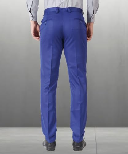 Image of MALENO Men's Slub Effect Solid Trouser | Classic Slim Fit Formal Trousers for Men | Slim Fit Trousers for Men