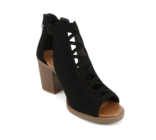 Image of Soda Aran ~ Women Open Toe Crisscross Straps Back Zipper High Heel Fashion Sandal with Adjustable Ankle Strap