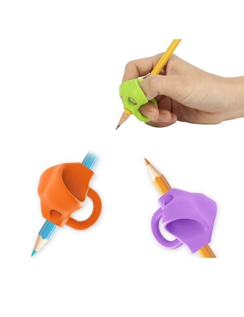 Image of MeeTo Pencil Grip Holder Children Pencil Holder Writing Aid Grip Trainer, Ergonomic Training Pen Grip Posture Correction Tool for Kids, (Pack Of 2)