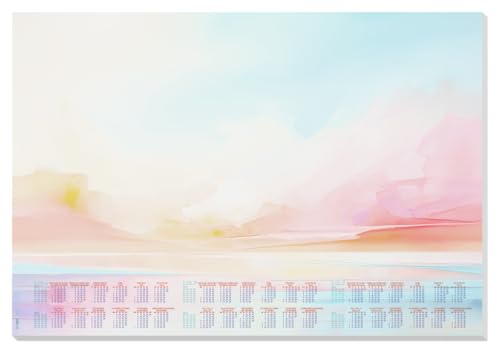 SIGEL H6313 Sous-main en papier, calendriers sur 3 ans et semainier, design magic sunset, A2 (59.5 x 41 cm), bleu clair/rose/jaune ensoleillé/orange, 30...