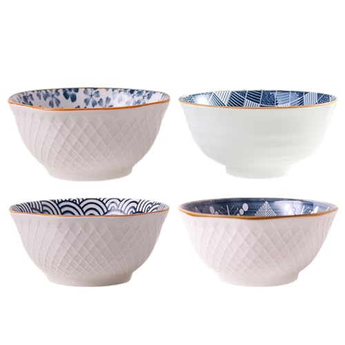 DOITOOL Set da 4 Ciotole in Ceramica per Ramen Zuppa e Riso in Stile Giapponese per Uso Domestico e Ristoranti Design Semplice e Facile da Pulire
