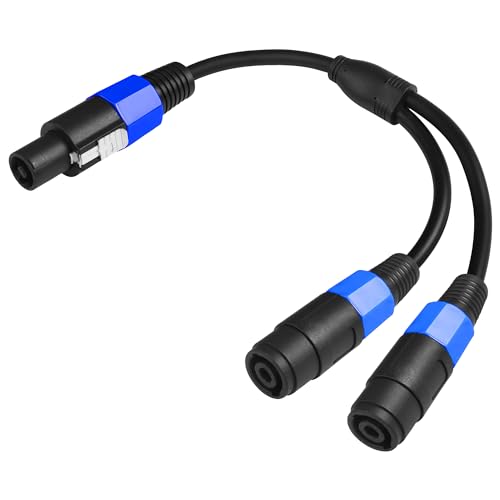 CERRXIAN Speakon Splitter Cable 1Male to 2 Female Y Splitter Audio Speaker Cable for DJ/PA Speaker Copper Cord with Twist Lock 1.5FT