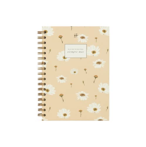 UO Cuaderno Libreta A5, Siempre más. Tapa dura, 200 páginas, lineas punteadas, espiral (15x22cm)