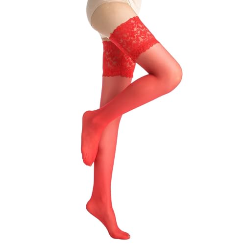 Thigh High Stockings for Women with Silicone - 15D Sheer Lace Top Nylon Stay Up Pantyhose for Women2