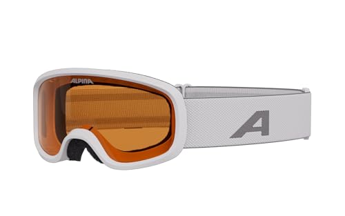 ALPINA PINEY 2.0 - Beschlagfreie, Extrem Robuste & Bruchsichere Skibrille Mit 100% UV-Schutz Für Kinder, white matt