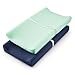 TILLYOU Jersey Knit Ultra Soft Changing Pad Cover Set-Cradle Sheet Unisex Change Table Sheets for Baby Girls and Boys-32"/34'' x 16"-Comfortable Cozy Hypoallergenic-2 Pack, Navy Blue & Lt Green