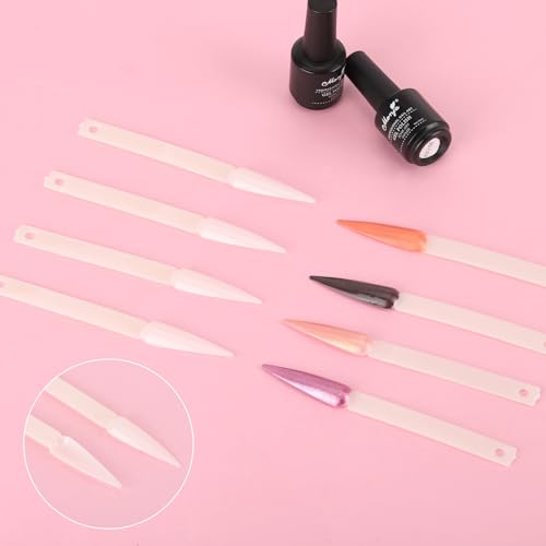 Tbestmax 600 Amostras de Unhas Em Bastão Amostras de Esmalte Natural Stiletto com Anel, Amostras de