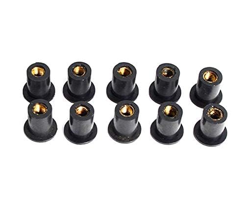 Motobiker 10PCS M5 Well Nuts Fairing Fasteners Windshield Motorcycle Accessories Screws Rubber and Steel Parts Windscreen Nuts Compatible with Suzuki Honda Yamaha Kawasaki 90111-kw3-003 - Thumbnail 5
