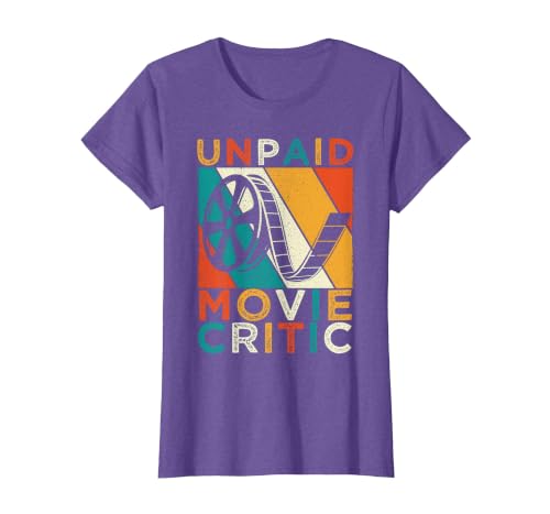 Unpaid Movie Critic Film Cinema Motion Picture Fan T-Shirt, Women, Purple Heather, Medium