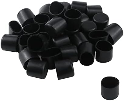 Antrader 32 Pcs Black Plastic Furniture Chair Leg Caps PVC Plastic Feet Protector Pads Furniture Table Covers Round Bottom 3/4 Inches