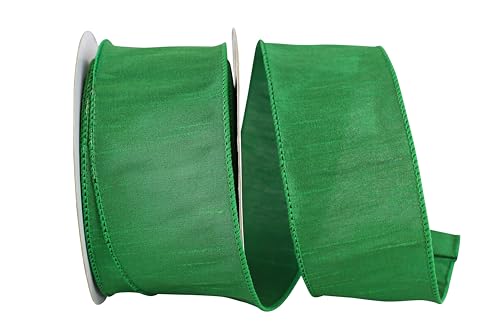 Reliant Ribbon 92975W-510-40H Dupioni Supreme Wired Edge Ribbon, 2-1/2 Inch X 20 Yards, Emerald Green