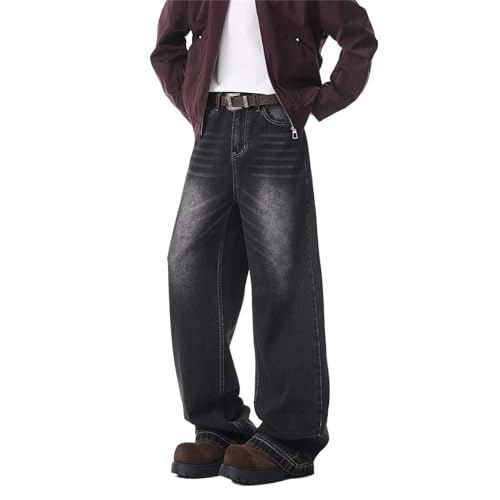 Men's Jeans Spring American Retro Wide Leg Straight Denim Long Pants for Men