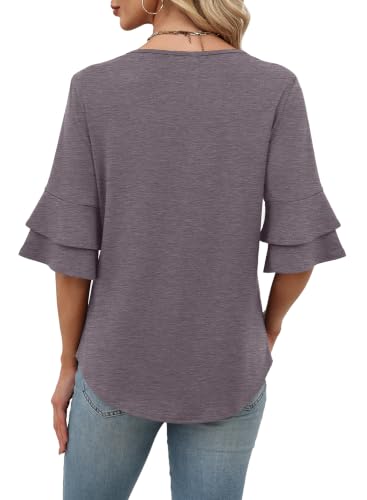Image of OFEEFAN Spring Tops for Women Boho Shirts Fashion Clothing Cute 3 /4 Length Sleeve Blouses Dressy Casual Summer Outfits