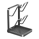 Gdfnmogo Organiseur de couvercle de casserole avec repose-cuillère pour comptoir de cuisi...