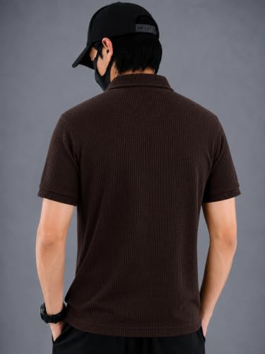 Image of EYEBOGLER Premium Textured Self-Design Half Sleeve Collar Polo T-Shirt for Men || Packs Also Available