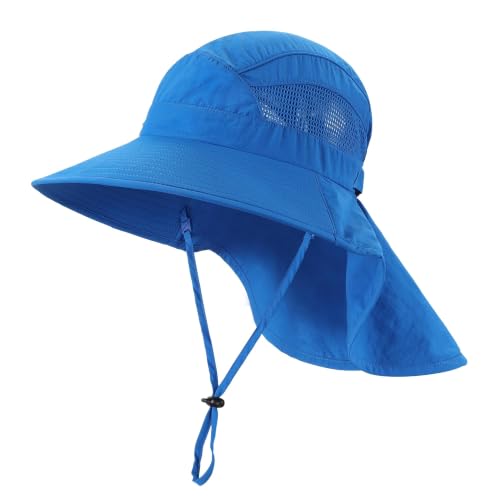 Image of Home Prefer UPF50 Wide Brim Kids Sun Hat Neck Flap Boys Girls Sun Protection Hat for Beach Fishing